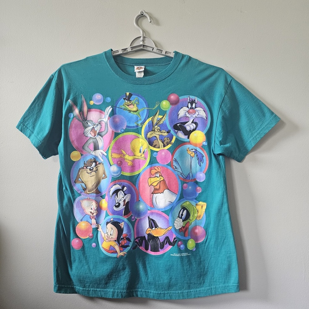 Vintage Looney Toons T-shirt Men's Size Large Bubbles Taz Bugs Bunny 1990's USA